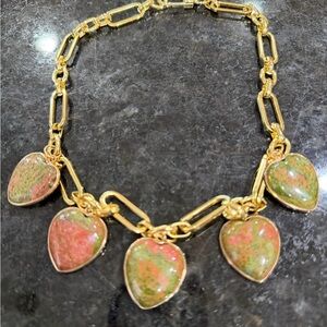 Elegant Gold Necklace with Heart Pendants